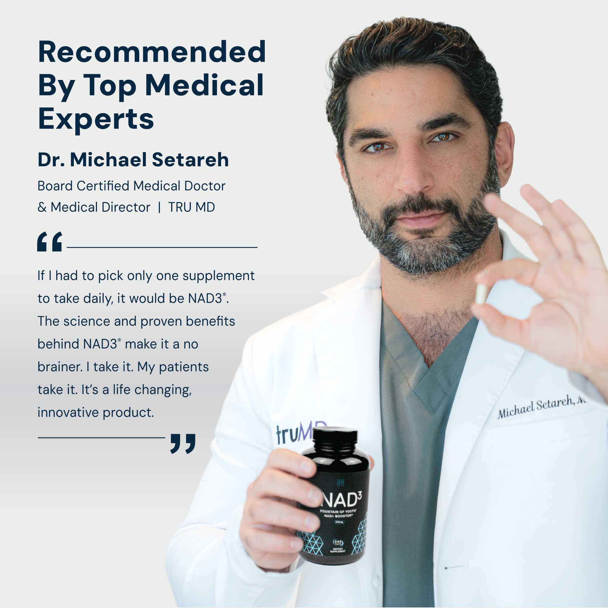 NAD3® 240 • An All Natural NAD+ Booster® Dietary Supplement (4 Month Supply)