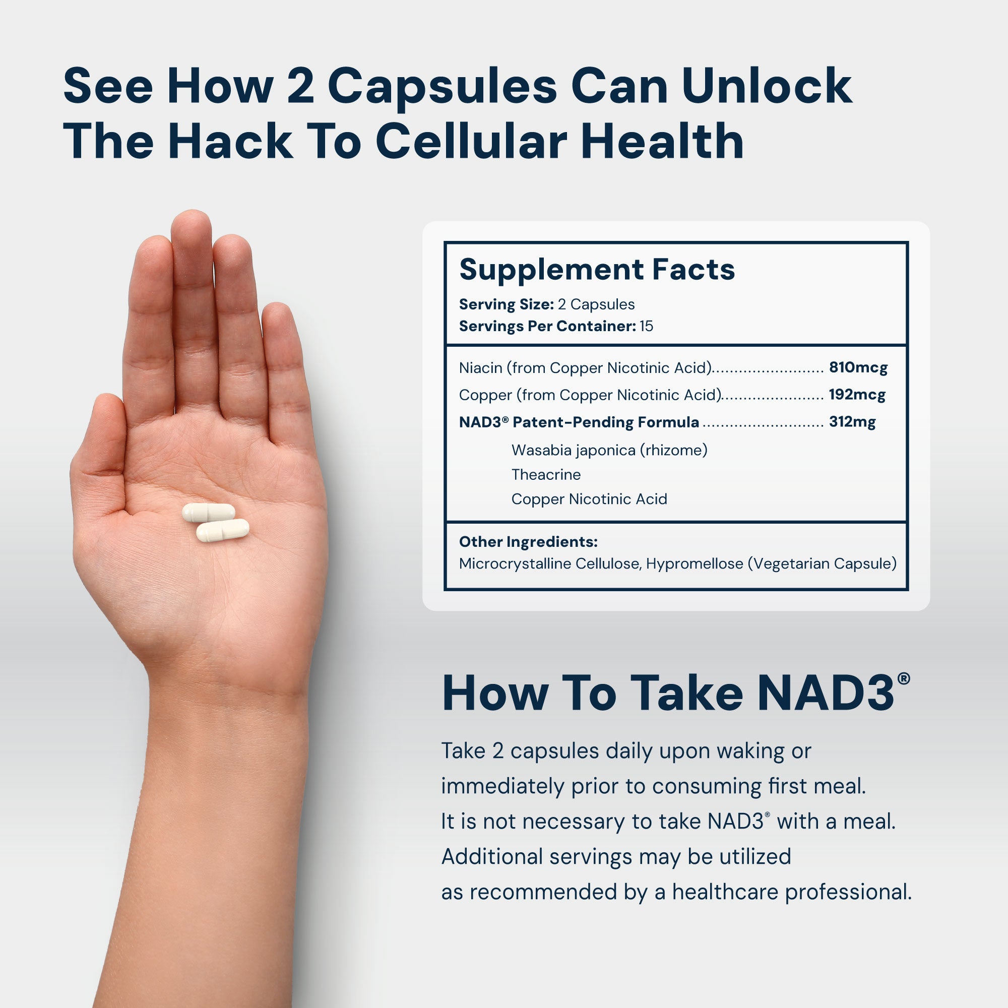 NAD3® 30 • An All Natural NAD+ Booster® Dietary Supplement (15 Day Supply)